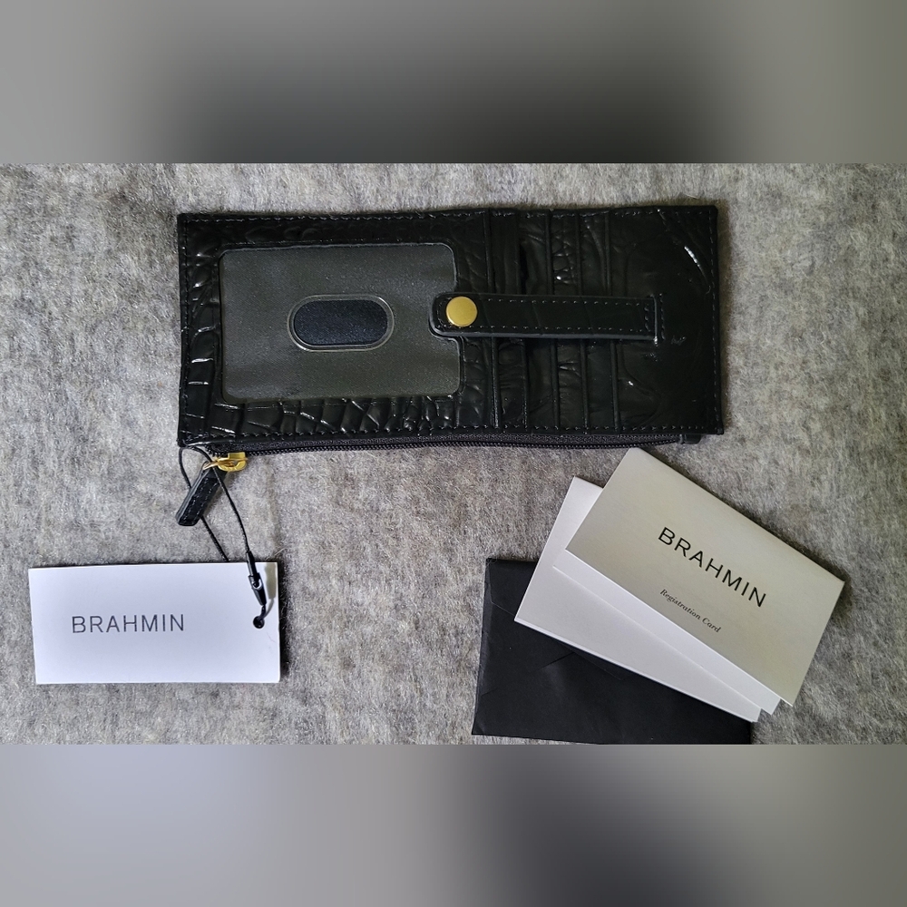 Brahmin Black Melbourne Card Holder Wallet New with Tags